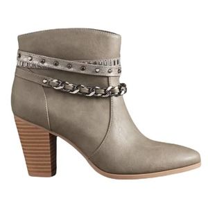 JENNIFER LOPEZ AMBER GRAY TAUPE LEATHER ZIP CLOSURE BOOTIES WOMEN’S SIZE 9M